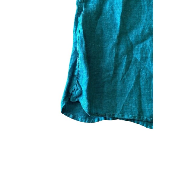 Perry Ellis Men’s 100% Linen Short‎ Sleeve Button Shirt Teal XL Casual Summer - Picture 5 of 8